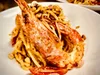 Tagliatelle gamberi,pesto e pistacchi